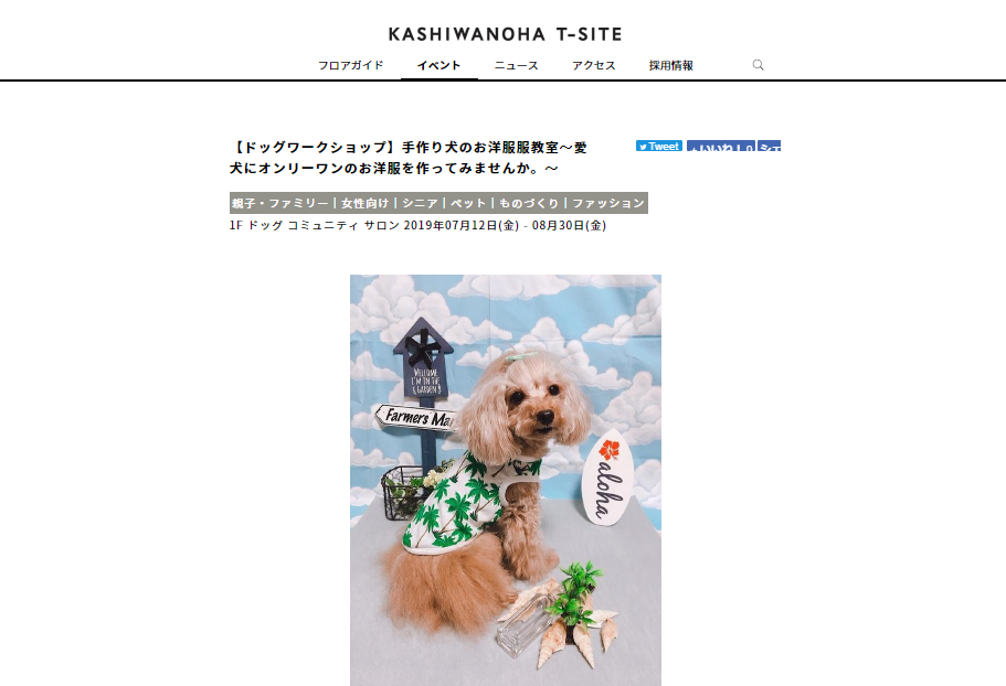 千葉県柏市 手作り犬のお洋服教室 で愛犬にオリジナルの洋服を ペットと一緒