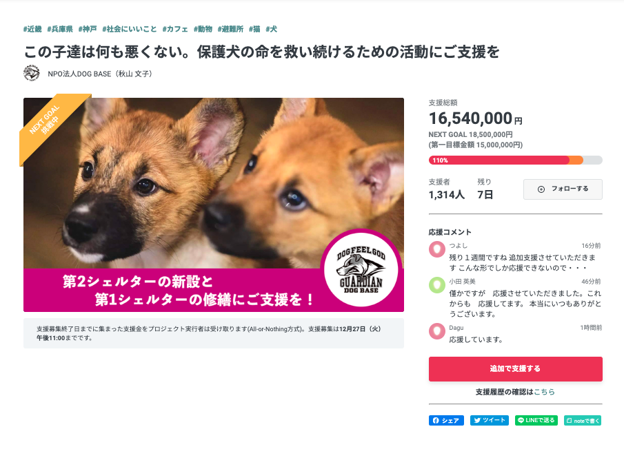 【全国】期限が迫っています！保護犬の命を救い続けるための活動にご支援を！