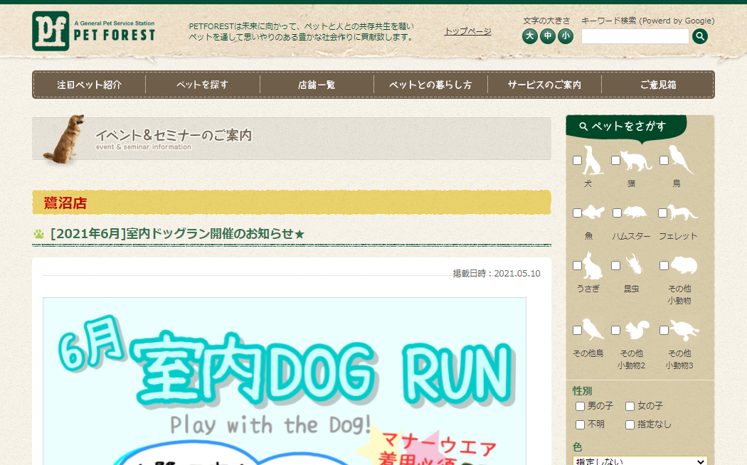 ペットフォレスト鷺沼店室内DOGRUN