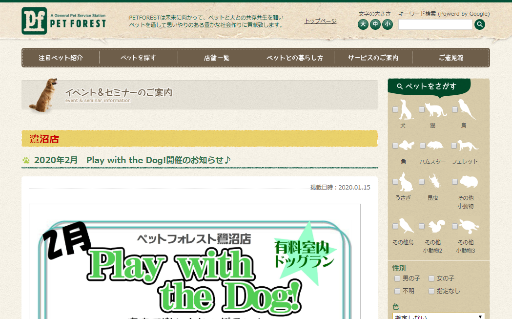 ペットフォレスト鷺沼店PlaywiththeDog!