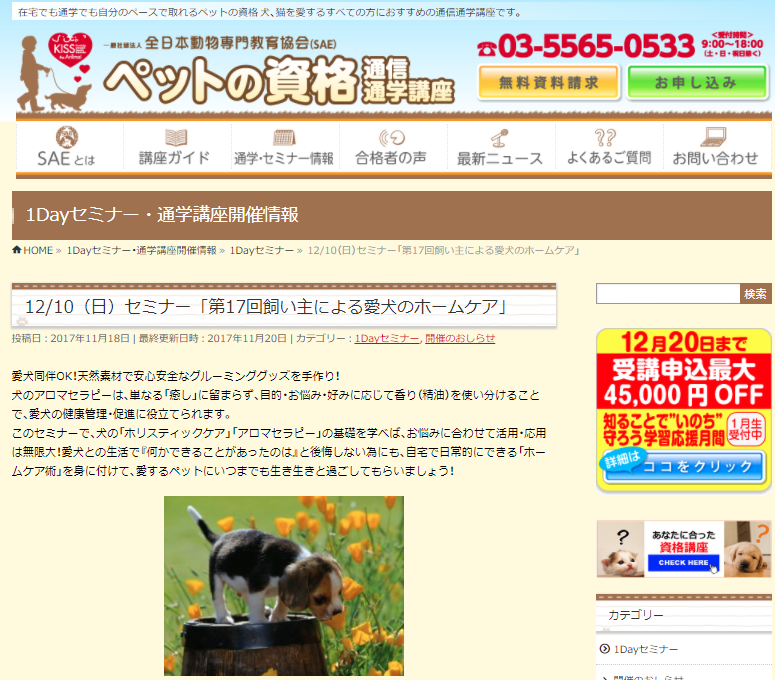 愛犬のホームケア・全日本動物専門教育協会